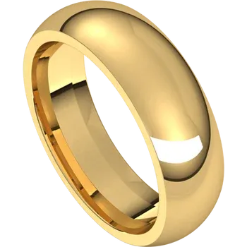 10K Yellow Comfort Fit Standard Weight Half Round 6mm Band