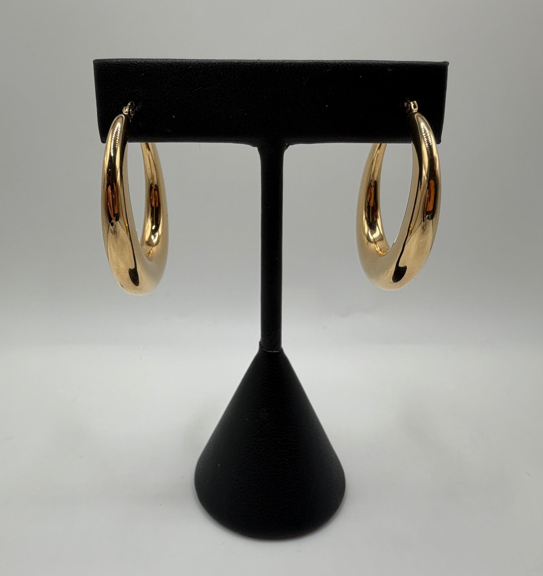 14K Yellow Gold 37.2mm Electroform Puffed Hoop Earrings