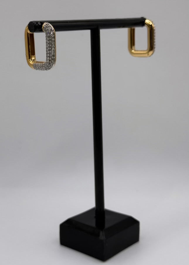 Sterling Silver Yellow Gold Plated with 1ctw Lab Grown Diamond Hoop Earrings