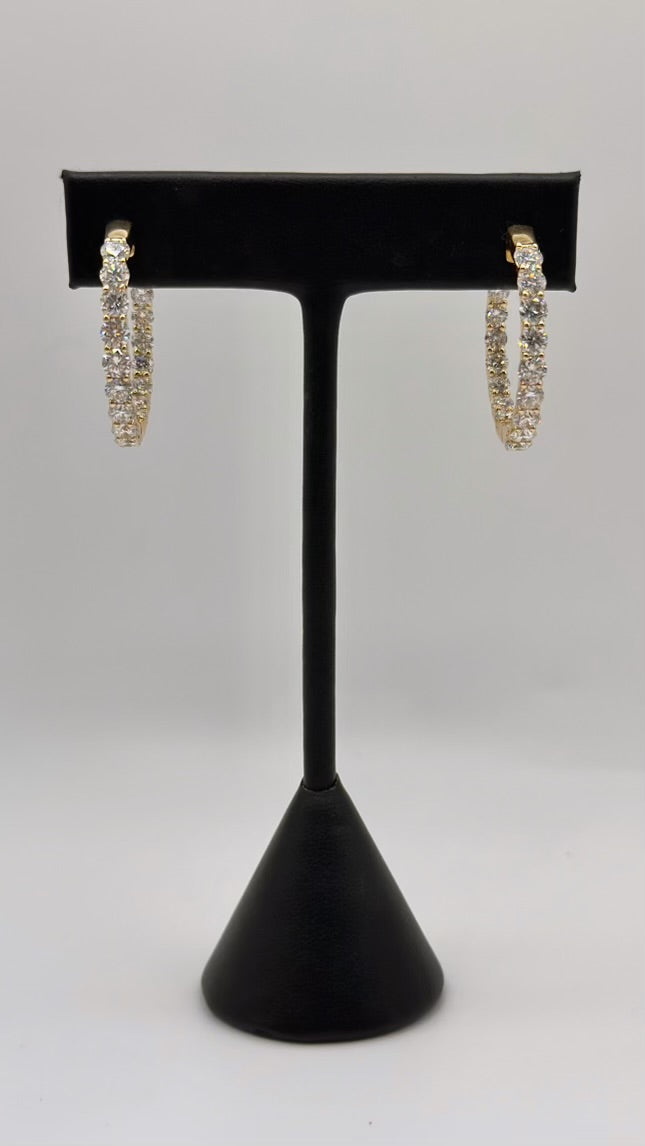 14K Yellow Gold with 7ctw Lab Grown Round Diamonds Hoop Earrings