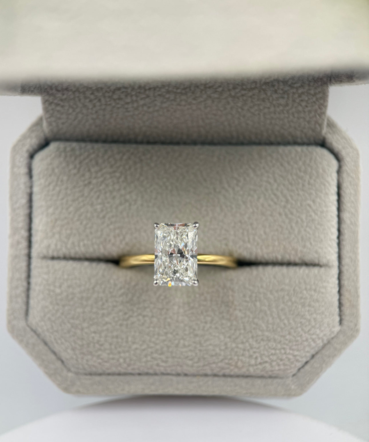18K Two-Toned Solitaire with Hidden Halo