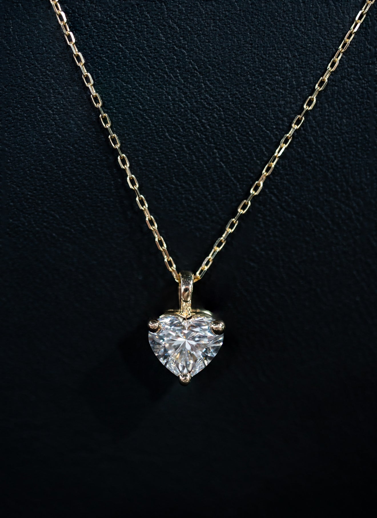 14K Yellow Gold Diamond Heart Necklace