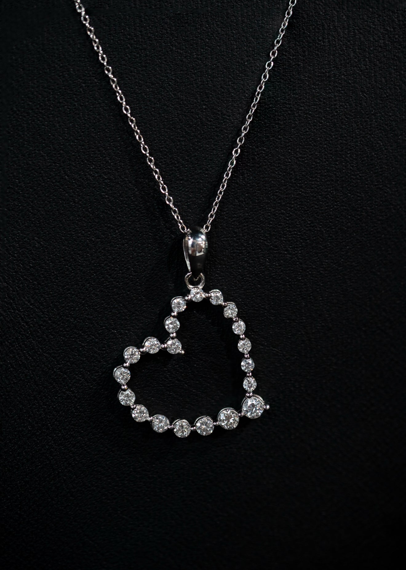 14K White Gold Heart Pendant