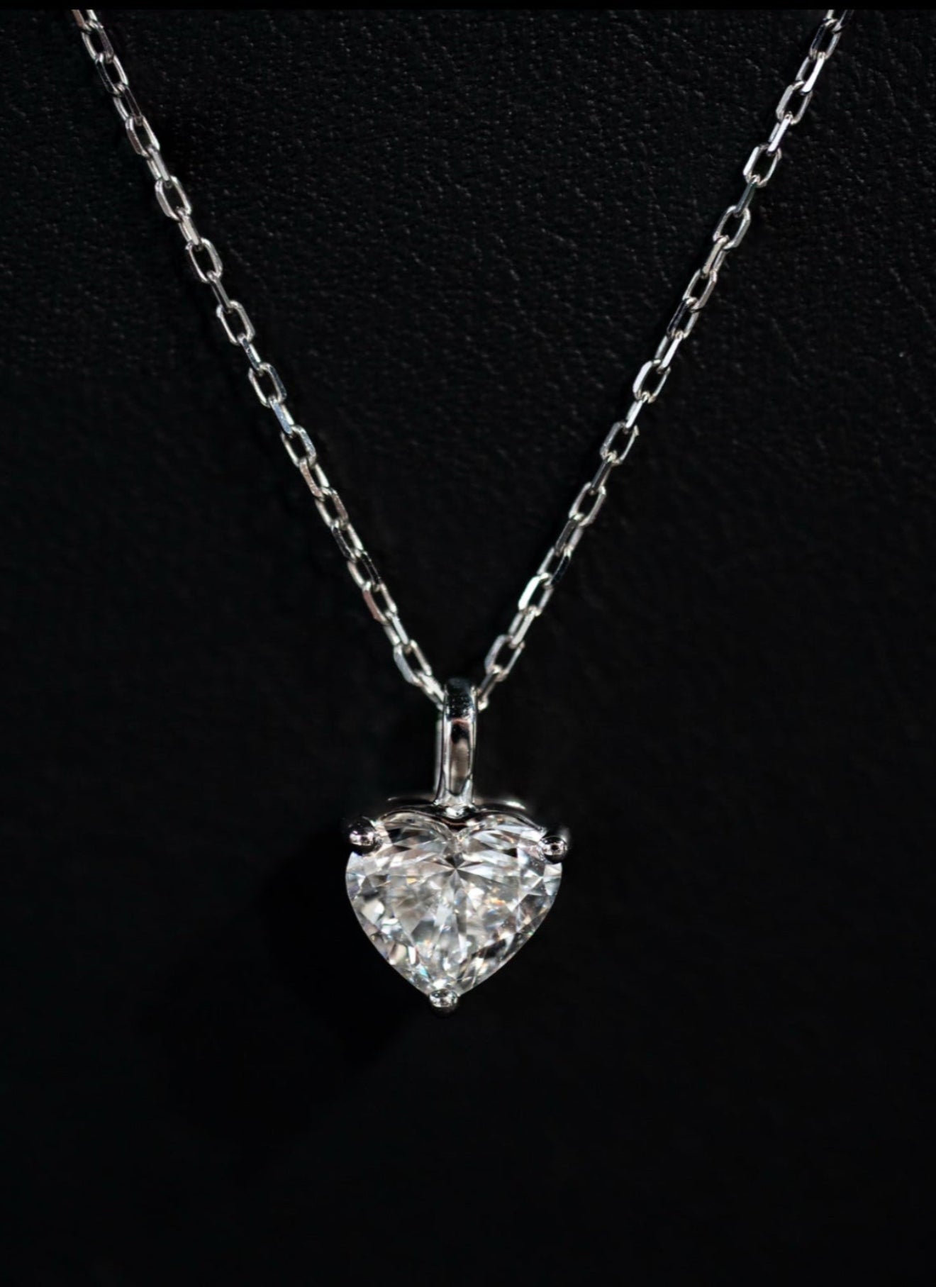 14K White Gold Diamond Heart Necklace