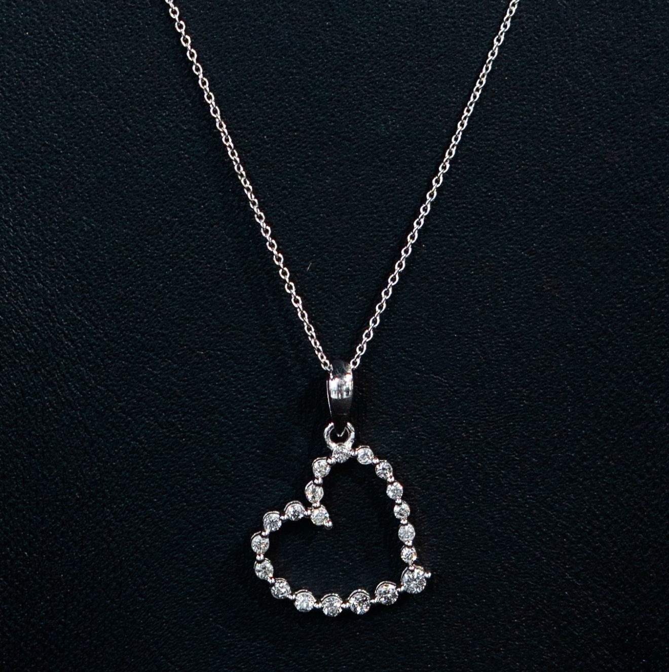 14K White Gold Heart Necklace