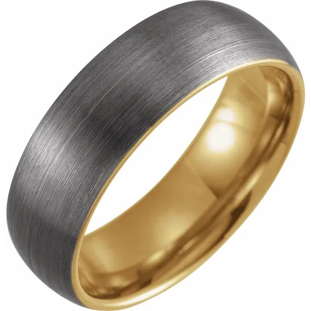 18k Yellow Gold PVD Tungsten 8mm Half Round Satin Band