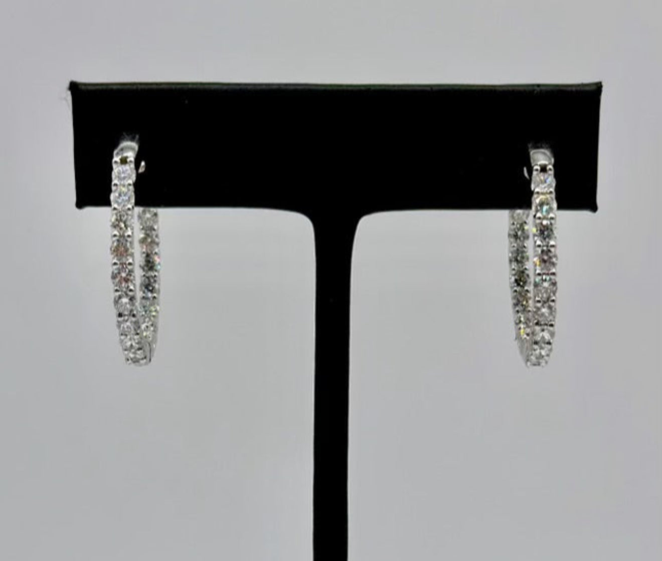 14K White Gold 5ctw Lab Grown Round Diamond Hoop Earrings