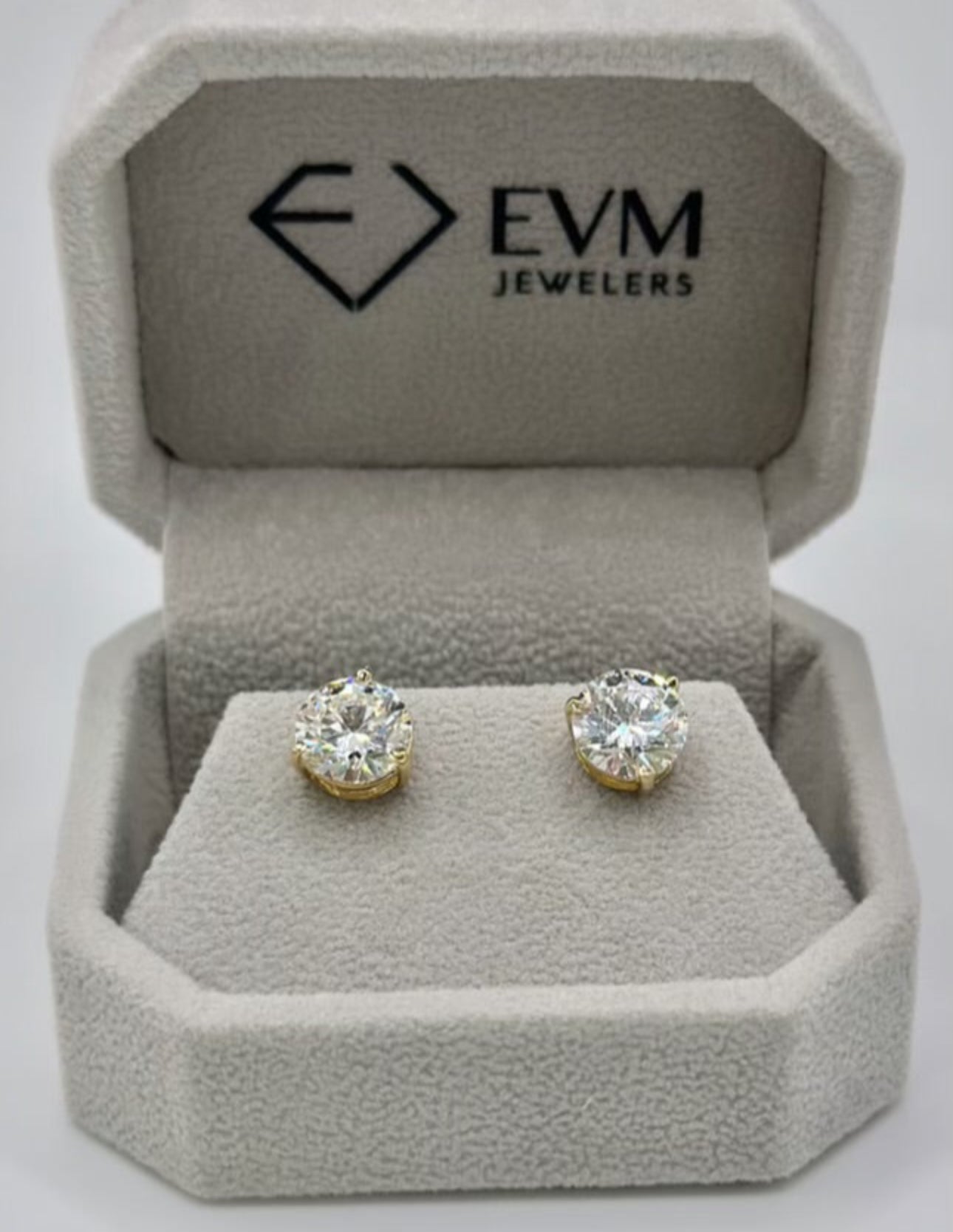 14K Yellow Gold 4ctw Lab Grown Round Diamond Studs