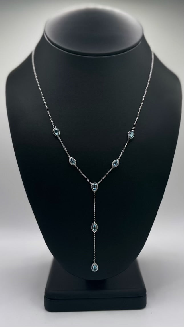 Sterling SIlver with .12ctw Blue Topaz Necklace