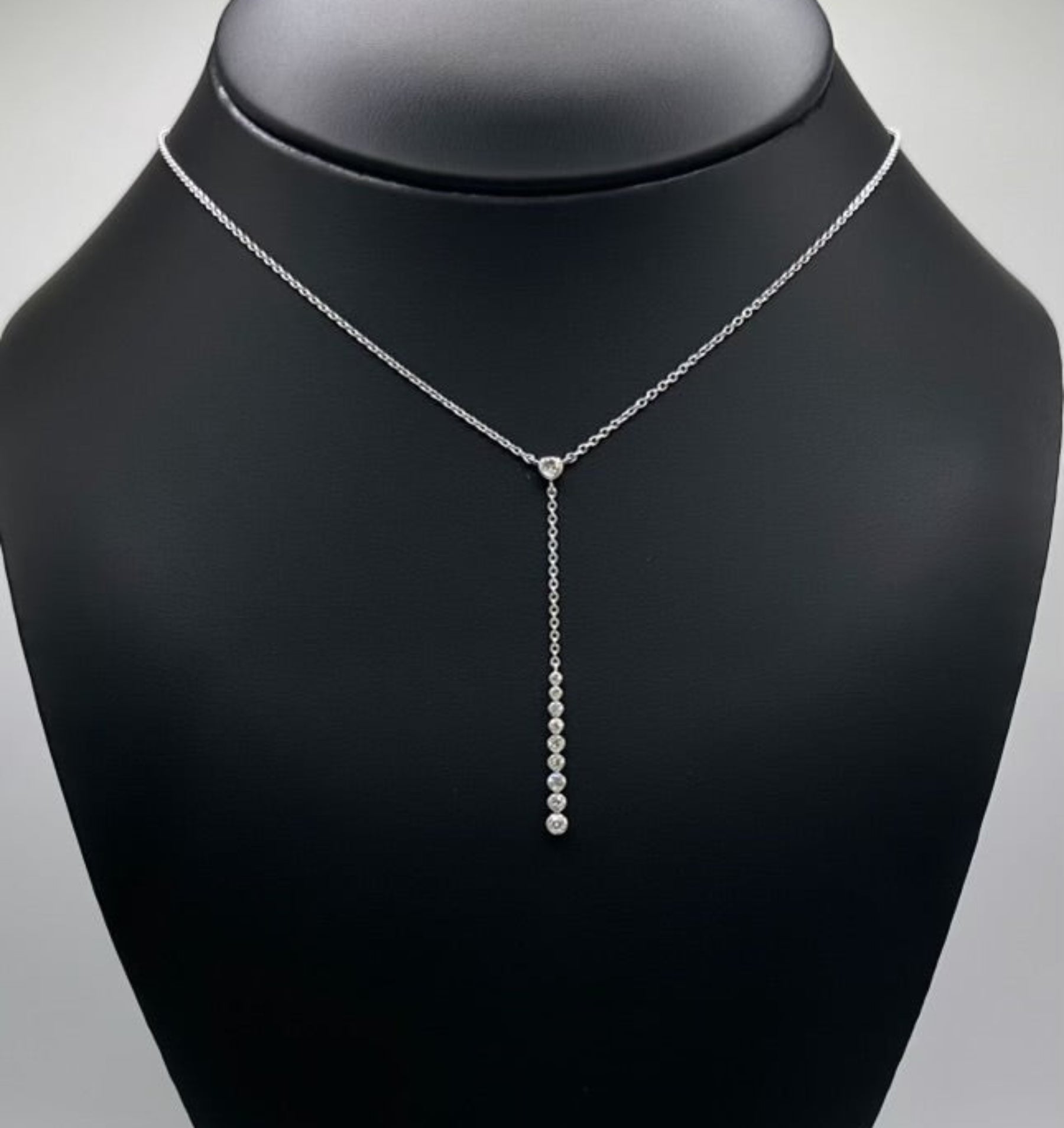 Sterling Silver Necklace .20ctw Lariat Necklace