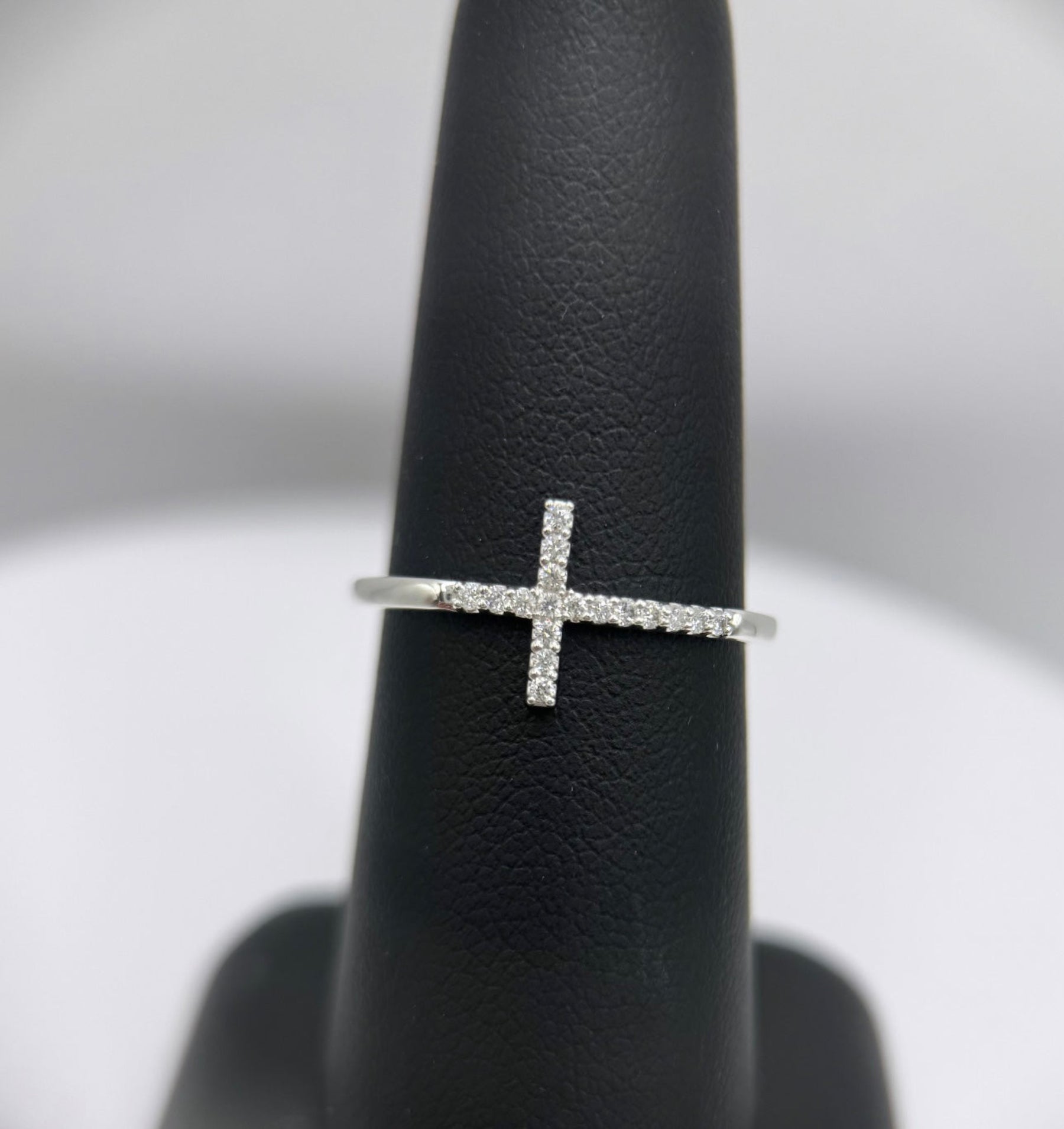 Sterling Silver .08ct Natural Diamond Cross Ring