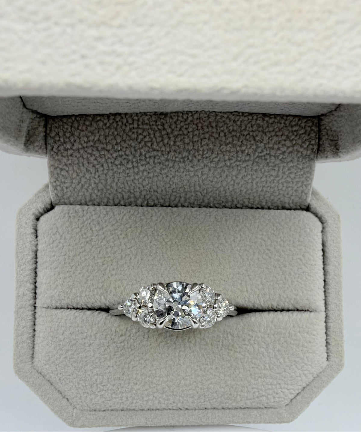 14K White Gold with Side Stones