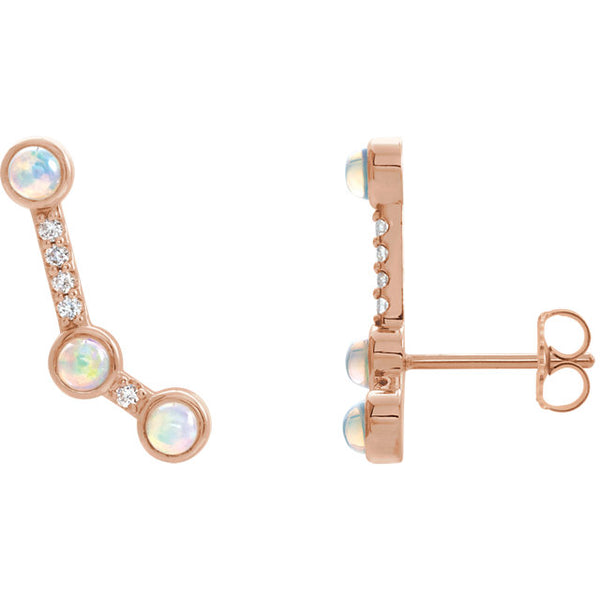 Opal / Coral Climber Earrings