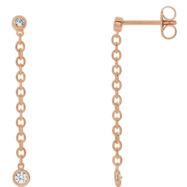 Bezel Set Chain Earrings