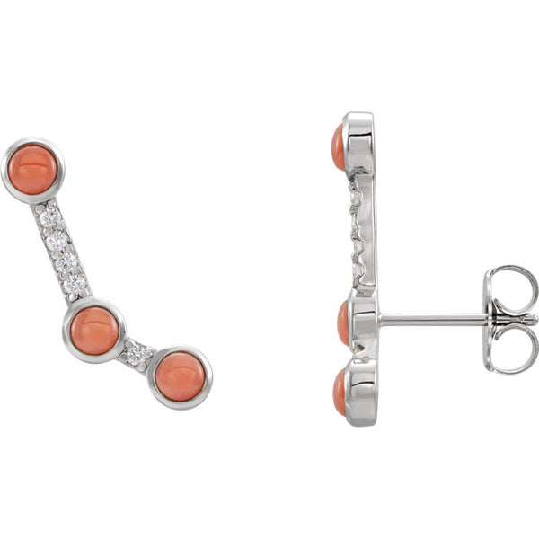 Opal / Coral Climber Earrings