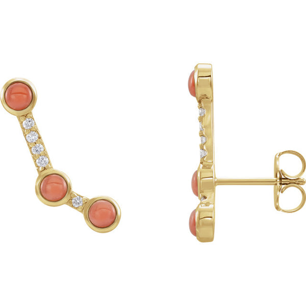 Opal / Coral Climber Earrings