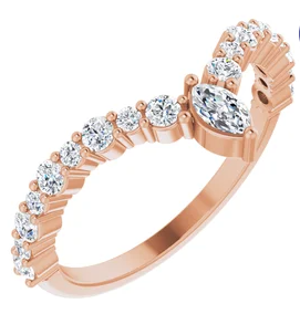 14K Rose 1/2 ctw Diamond "V" Ring